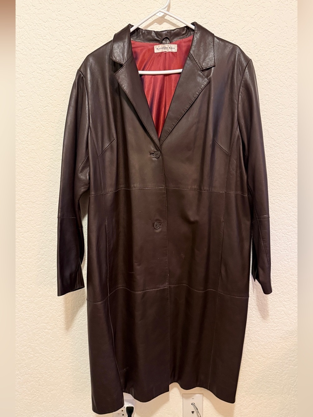Katherine Kelly Dark Brown Genuine Leather Long Coat